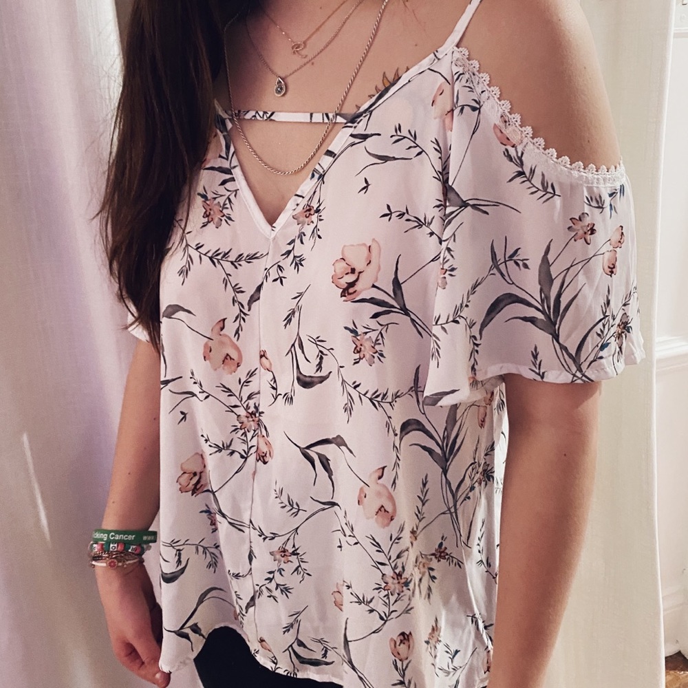 white flower blouse